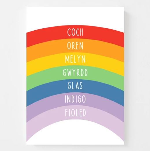 Colors of the rainbow in Welsh