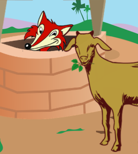 A fairy tale story in Tamil about a fox and a goat